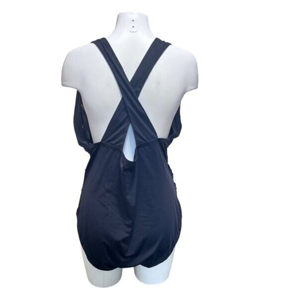 MICHAEL Michael Kors Shirred Cross Front One Piece Swimsuit - Iconic Solids - Picture 7 of 10